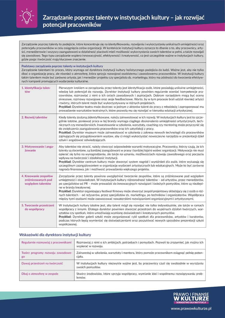 Zarządzanie poprzez talenty w instytucjach kultury – jak rozwijać potencjał pracowników