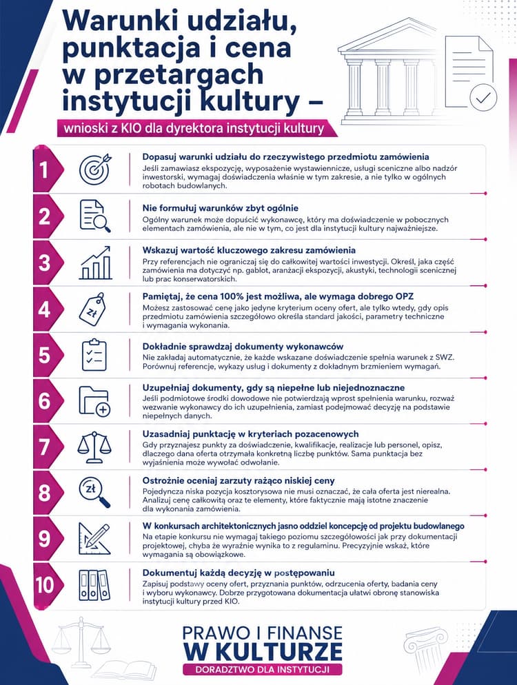 Warunki udziału, punktacja i cena w przetargach instytucji kultury 