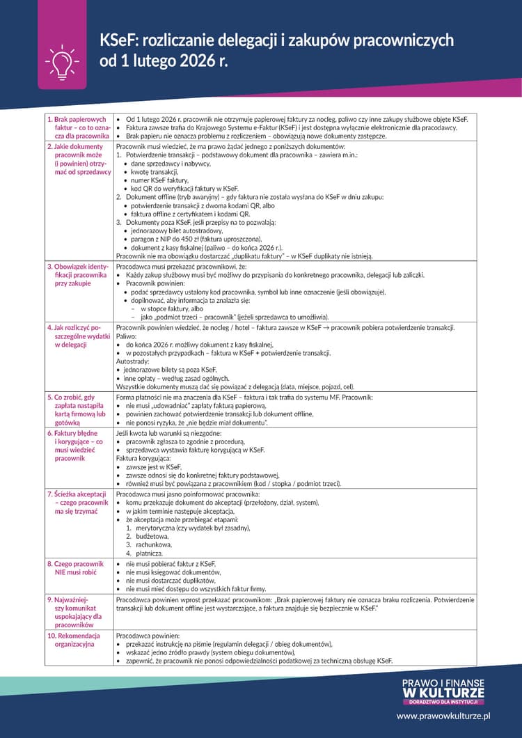 KSeF - rozliczanie delegacji i zakupów pracowniczych od 1 lutego 2026 r.
